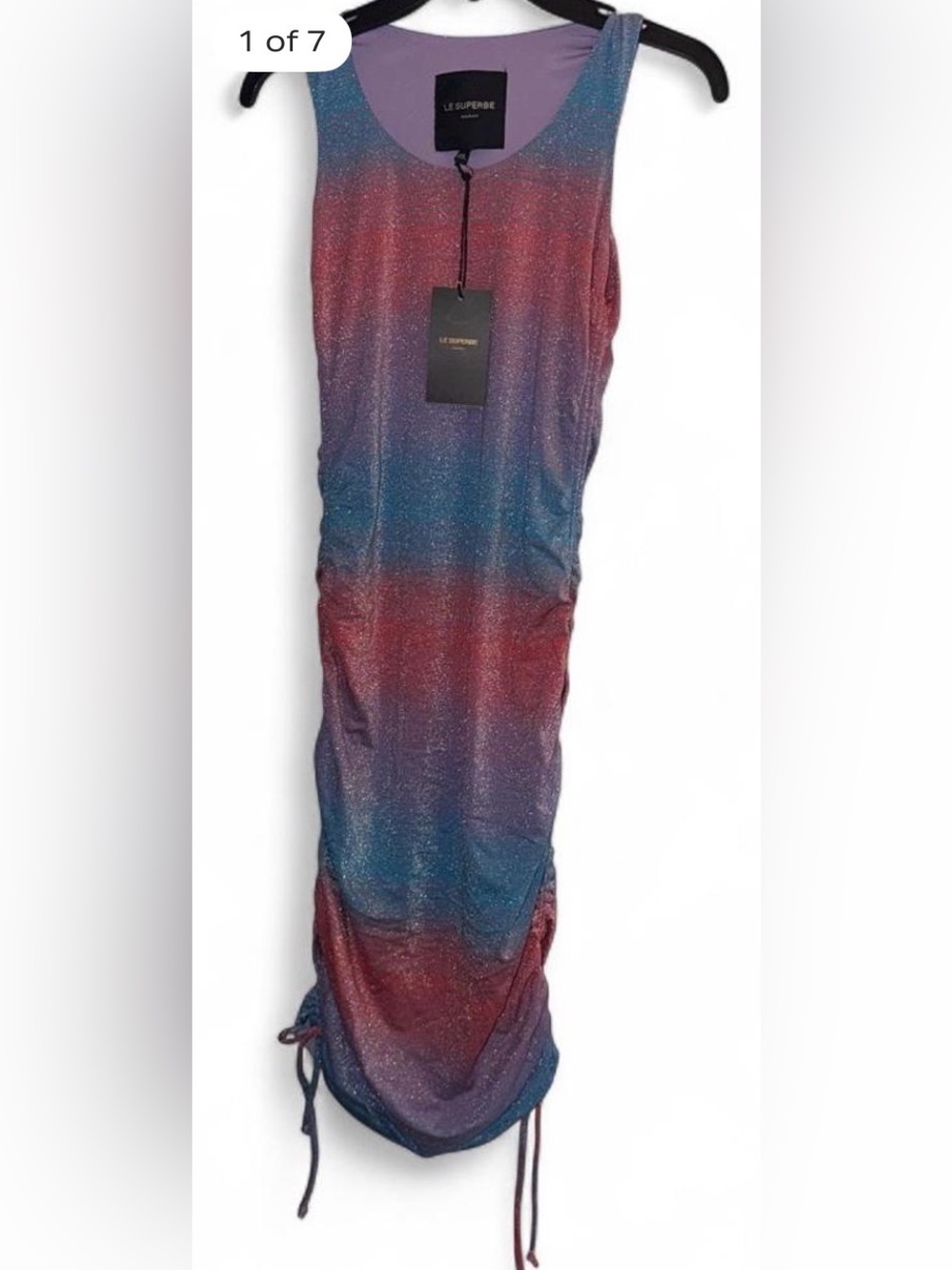 New Le Superbe Metallic Surf Striped Mini Dress Women Size XS